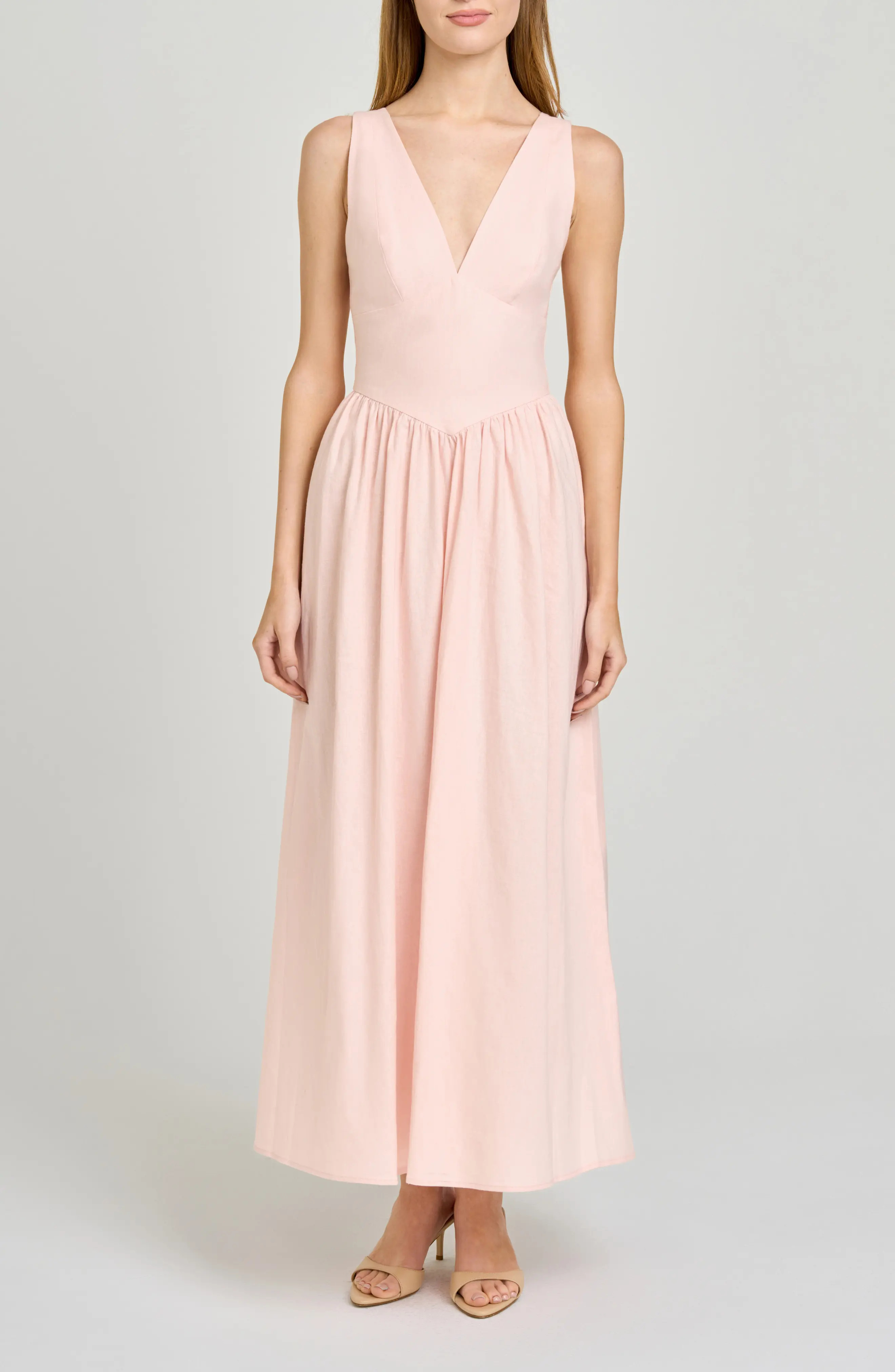 Vivia Plunge Neck Drop Waist Midi Dress (Women) | Nordstrom | Nordstrom