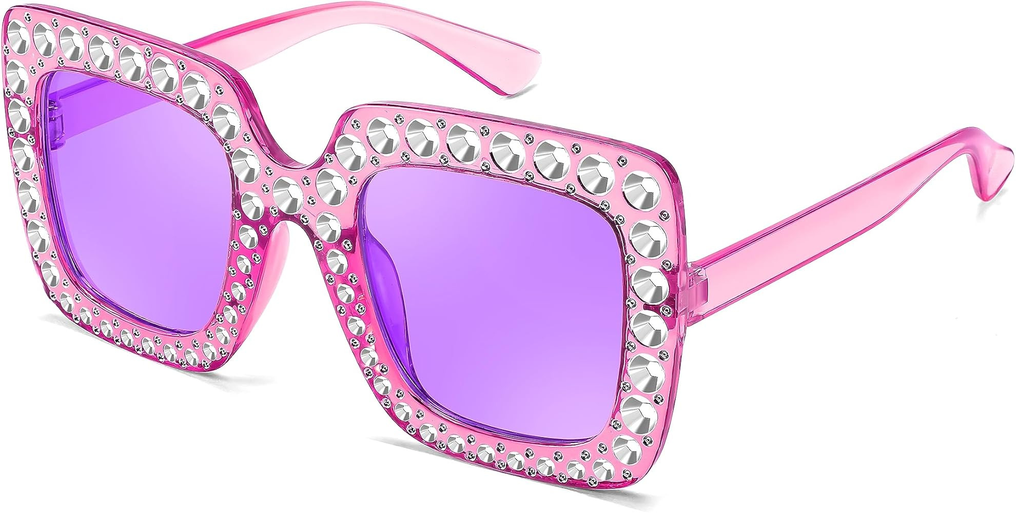 FEISEDY Kids Sunglasses for Girls Oversized Square Sparkling Party Sun Glasses Lightweight Fashio... | Amazon (US)