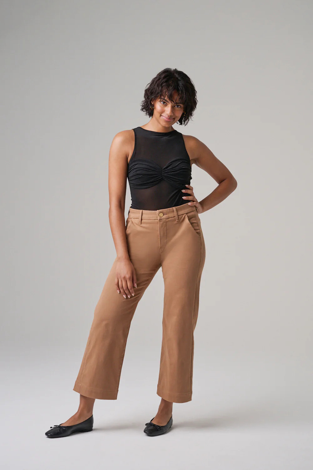 The Malibu Wide Chino Cropped  |  Camel | elims denim