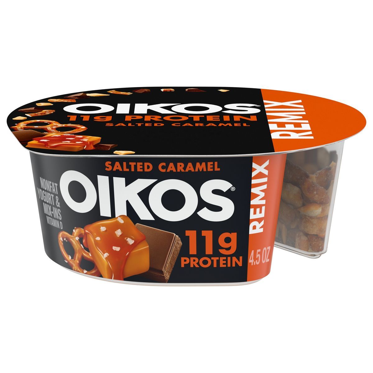 Oikos Mixin Caramel with Chocolate and Pretzel Greek Yogurt - 4.5oz | Target