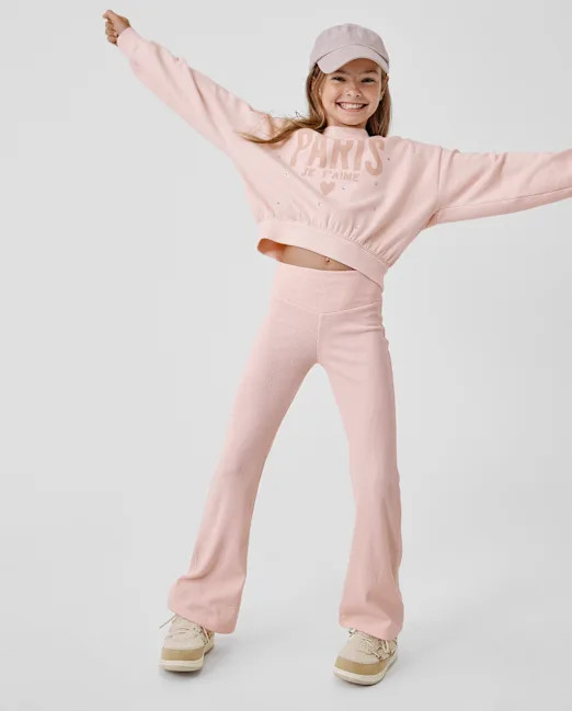 Girls Sueded Rib Flare Leggings - vanilla | The Children's Place