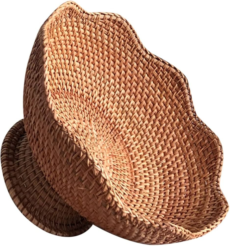 Zerodeko Rattan Fruit Bowl Bread Basket Woven Footed Bowl Round Pedestal Plate Dessert Display Pl... | Amazon (US)