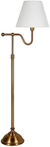 Wellesley 63" Tall Floor Lamp with Fabric Shade in Brass/White | Amazon (US)