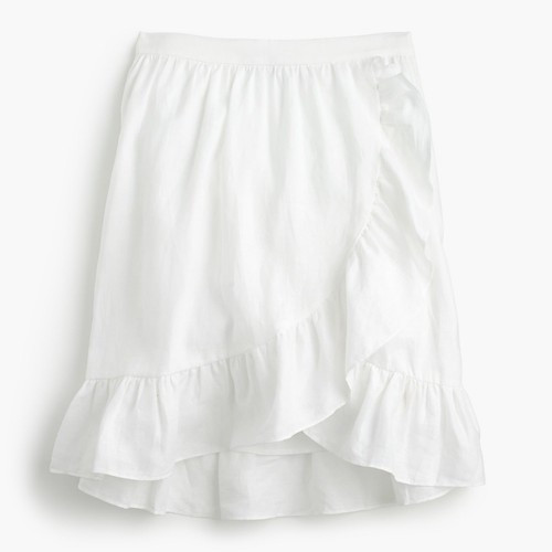 J.Crew Linen Ruffle Skirt White Knee Length Sz 8 NWT 191351236511 | eBay | eBay US