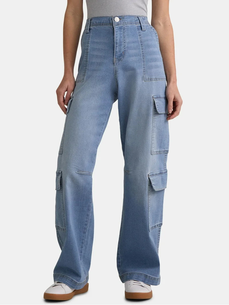 Madden NYC Women’s Skater Cargo Jeans, 29" Inseam, Sizes XXS-XXL | Walmart (US)