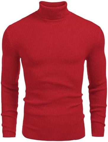 COOFANDY Mens Ribbed Slim Fit Knitted Pullover Casual Turtleneck Sweater | Amazon (US)