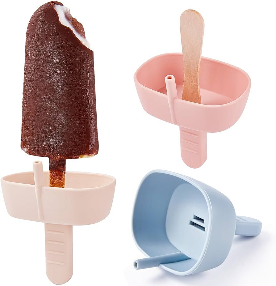 3 Pack Drip Free Silicone Popsicle Holders with Straw, AODISTUCE Popsicle Holders for Kids No Dri... | Amazon (US)