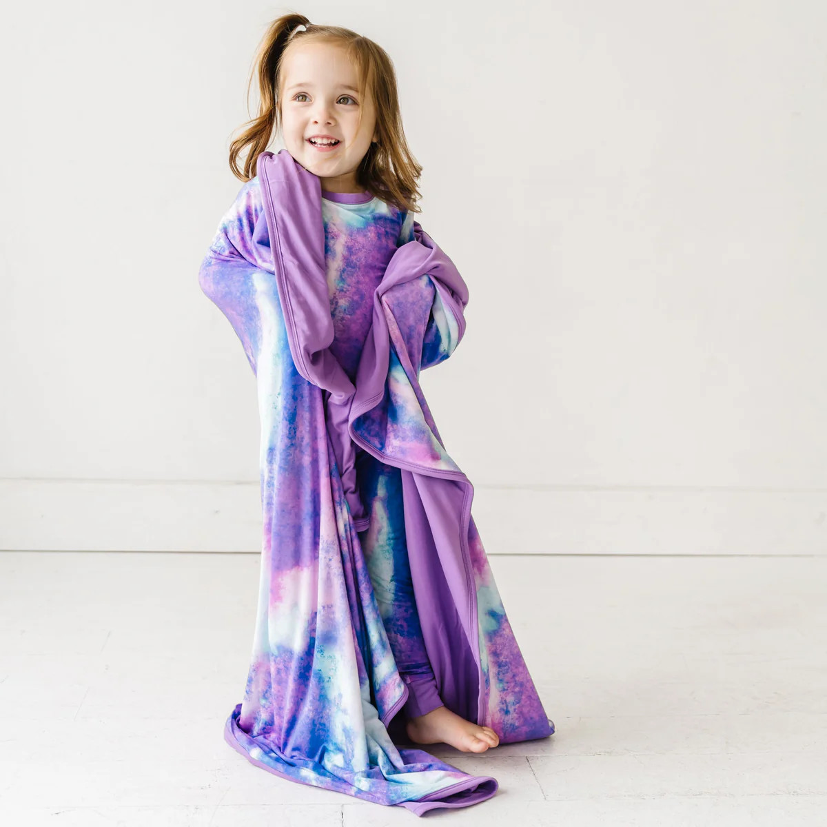 Purple Watercolor Triple-Layer Bamboo Viscose Large Cloud Blanket | Little Sleepies