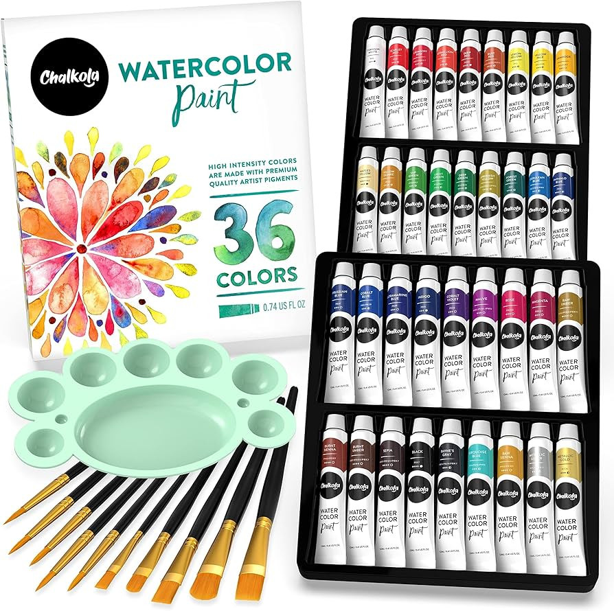 Chalkola Watercolour Paint Set for Adults, Kids, Beginner & Professional Artists - 36 Watercolour... | Amazon (UK)