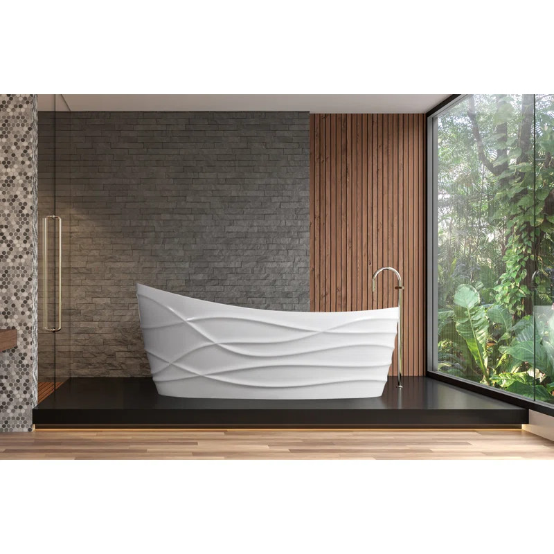 CA6834FSD-01 Dune 68'' x 34'' Freestanding Soaking Solid Surface Bathtub | Wayfair North America