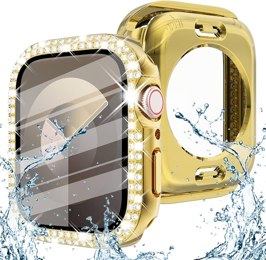 Surace 2 in 1 Waterproof Bling Case Compatible for Apple Watch Series 6/5/4/SE 44mm, Over 100 Cry... | Amazon (US)
