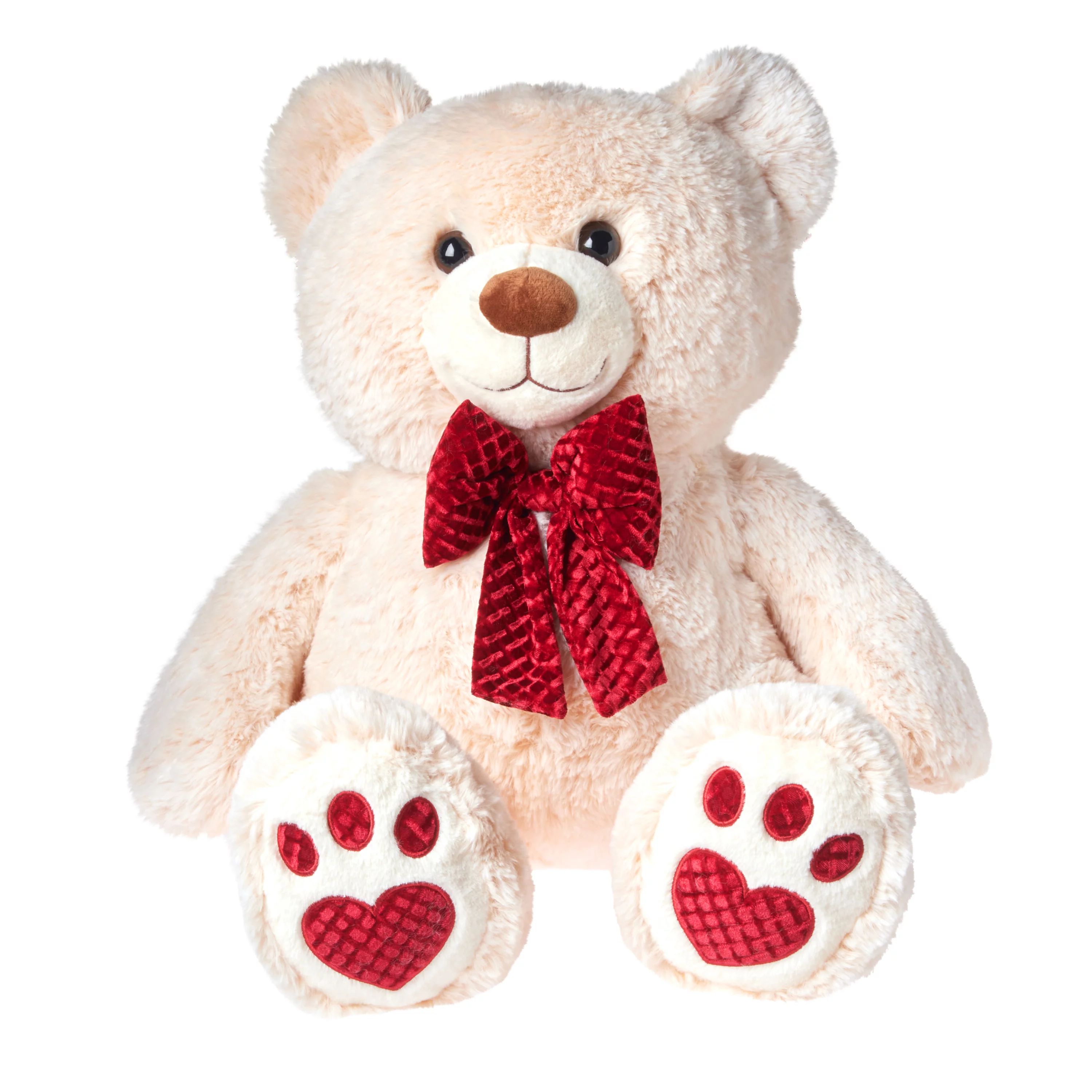 WAY TO CELEBRATE! Valentine's Day XL Velvet Beige 19" Bear Stuffed Animal | Walmart (US)