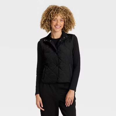 Women's Quilted Vest - A New Day™ Black M | Target