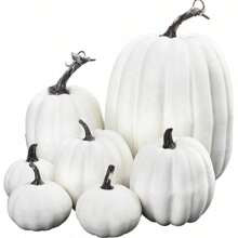 PCS Fake Pumpkin Fall Decorations Orange White Artificial Pumpkins Harvest Faux Foam Pumpkins For Fall Autumn Halloween Thanksgiving Decorations Outdo | SHEIN