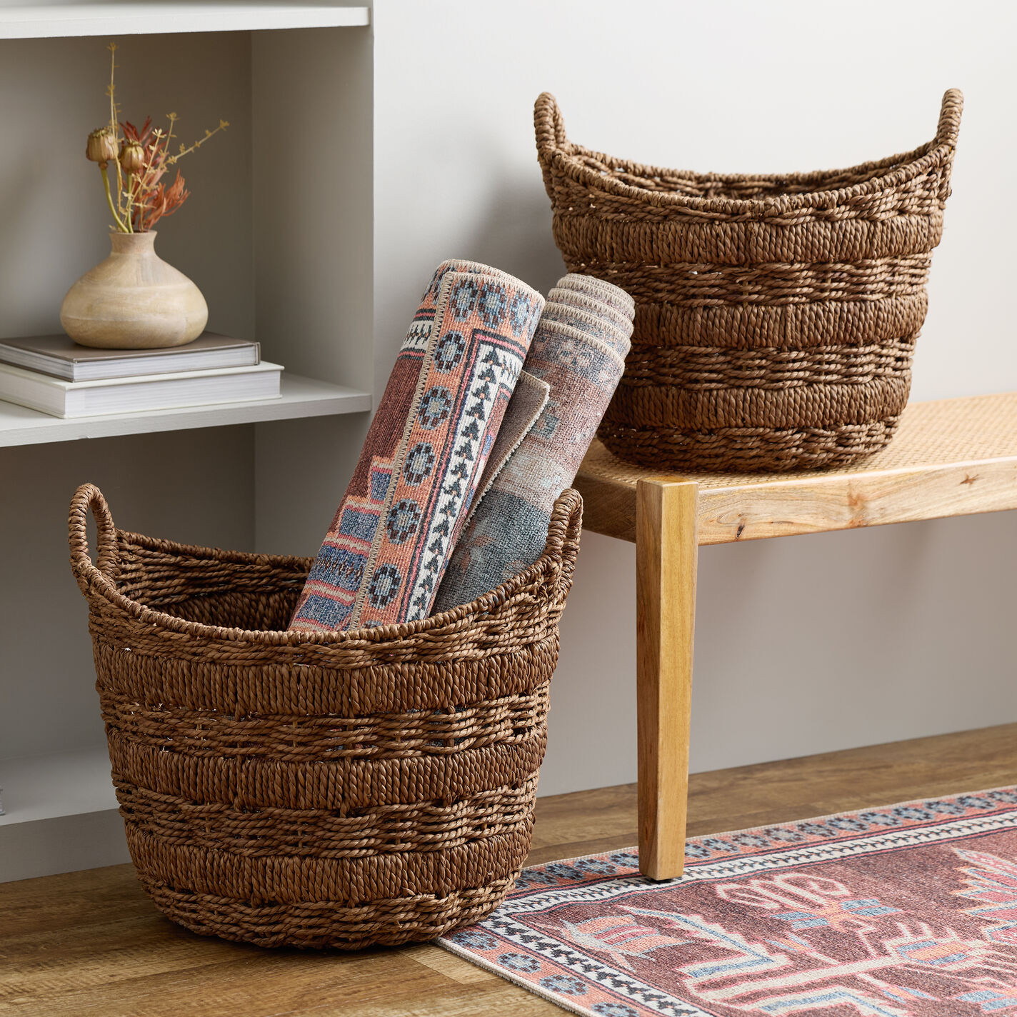 Hana Walnut Water Hyacinth Tote Basket | World Market