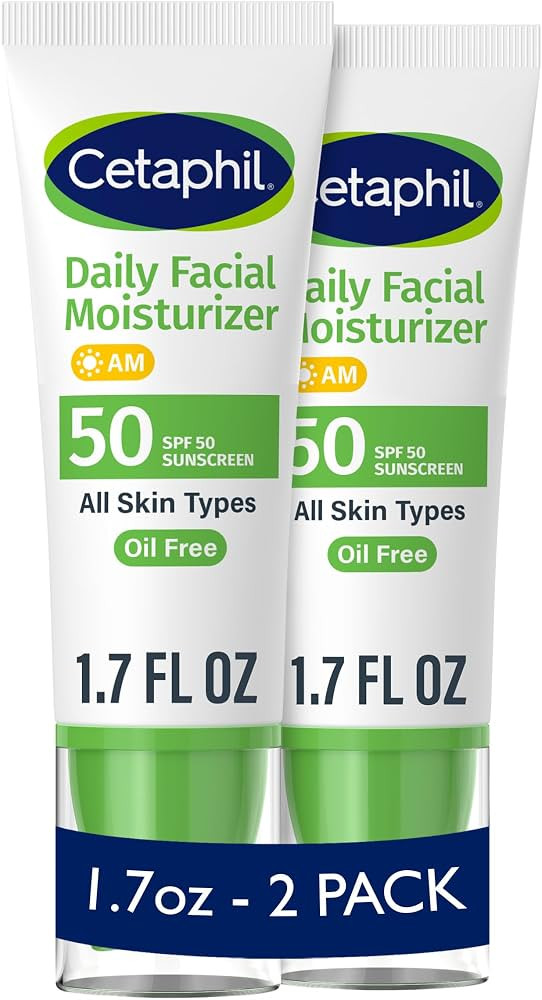 Cetaphil Daily Facial Moisturizer SPF 50, 1.7 Fl Oz (Pack of 2), Gentle Facial Moisturizer For Dr... | Amazon (US)