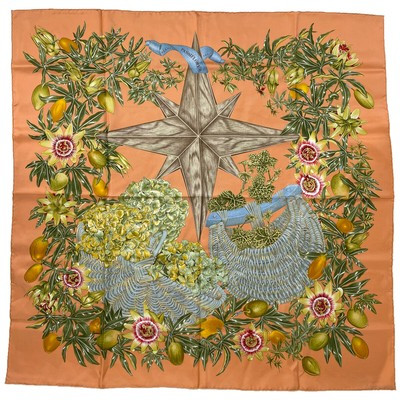 Hermes 90 Passiflores Passion Flower Fruit Scarf Silk O  | eBay | eBay US