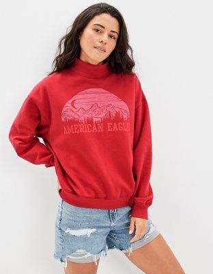 AE Graphic Mock Neck Sweatshirt | American Eagle Outfitters (US & CA)