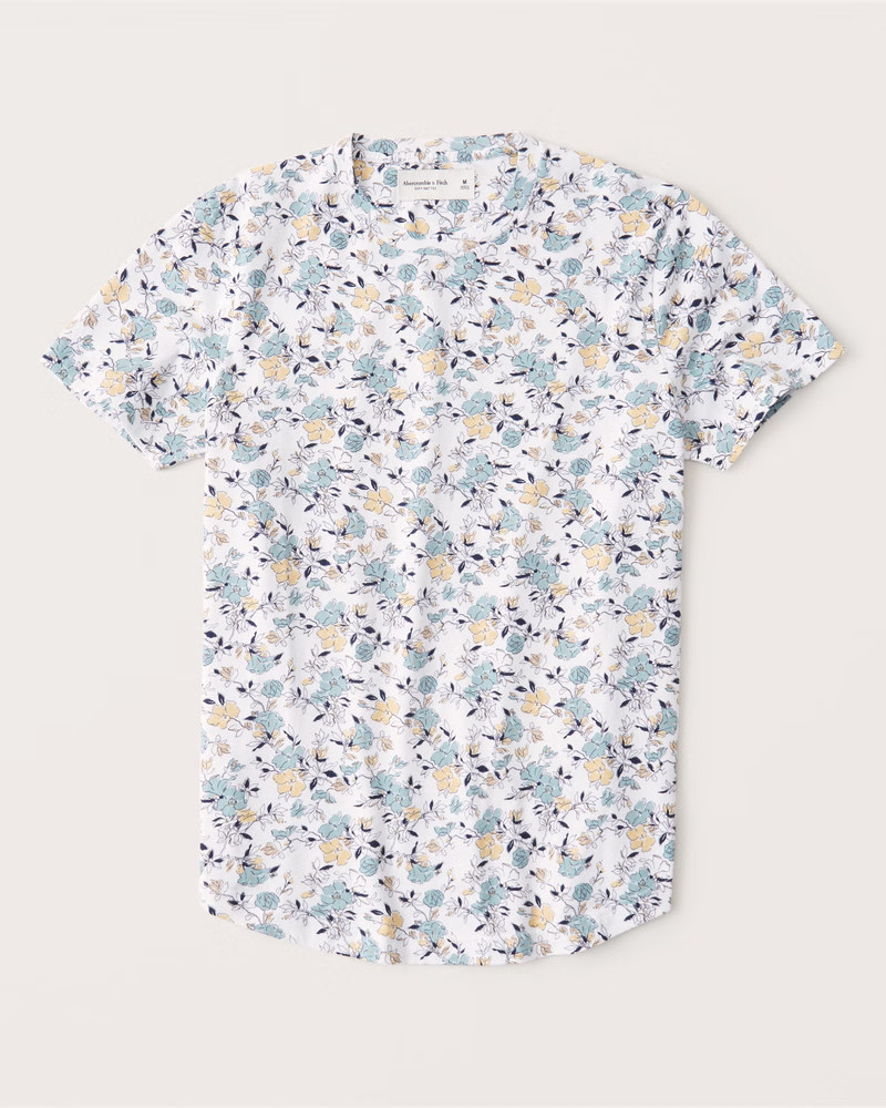 Curved Hem Floral Tee | Abercrombie & Fitch (US)