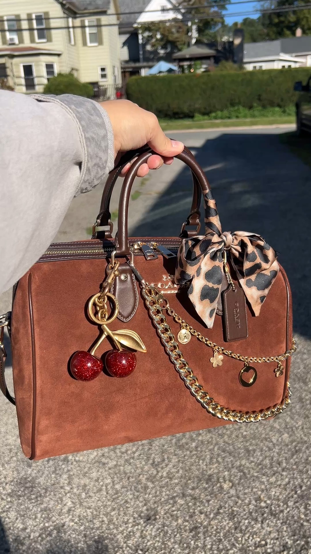 COACH LARGE ROWAN SATCHEL IN SUEDE