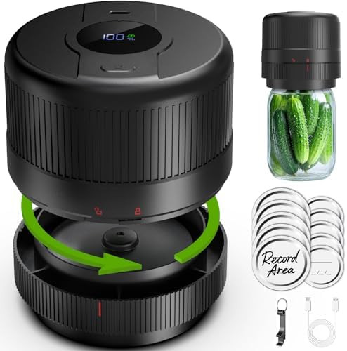 Mason Jar Vacuum Sealer Kit, Electric Sealer for Wide, Regular Mouth Mason Jars, Portable Vacuum ... | Amazon (US)