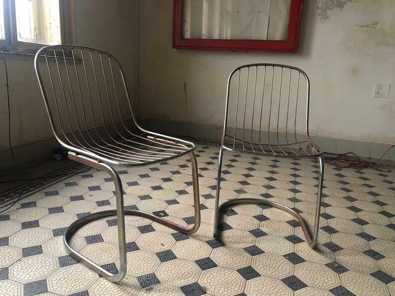 Vintage Italian-style Chromed Wire Chairs for Restoration Shipping Included - Etsy UK | Etsy (UK)