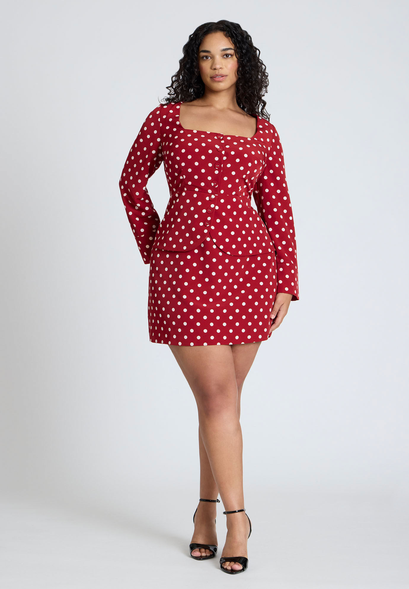 Square Neck Long Sleeve Printed Mini Dress | Eloquii