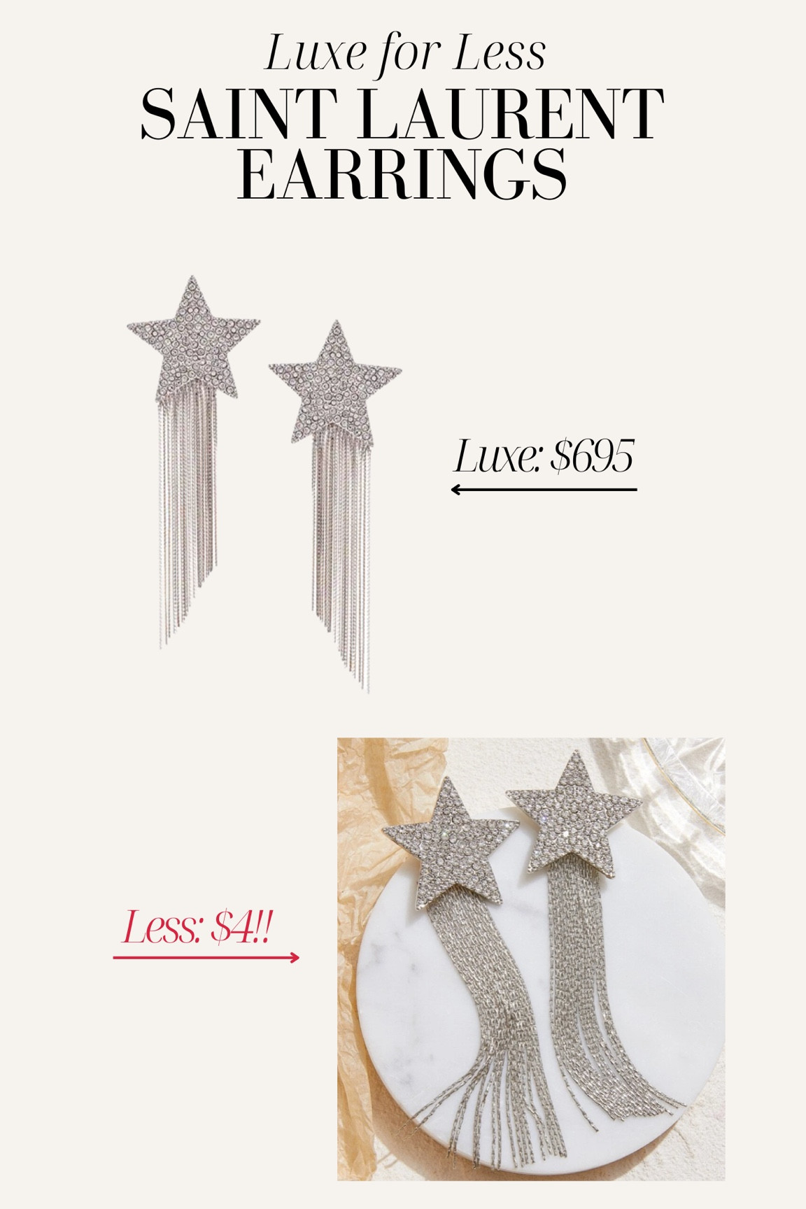 Saint Laurent earrings dupe! Saint Laurent dupes, designer dupes, star earrings 

#LTKstyletip
