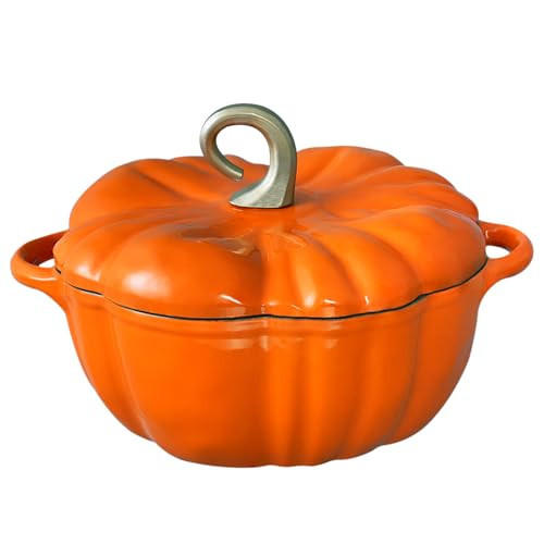 Flavehc Pumpkin Dutch Oven Pot with Lid 3.3 qt Pumpkin Cast Iron Dutch Oven for Bread Baking Orange Enameled Cast Iron Dutch Oven with Handels | Amazon (US)