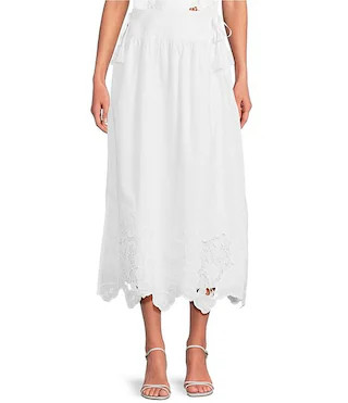 Giselle Coordinating Lace Detail Adjustable Tie Midi Skirt | Dillard's