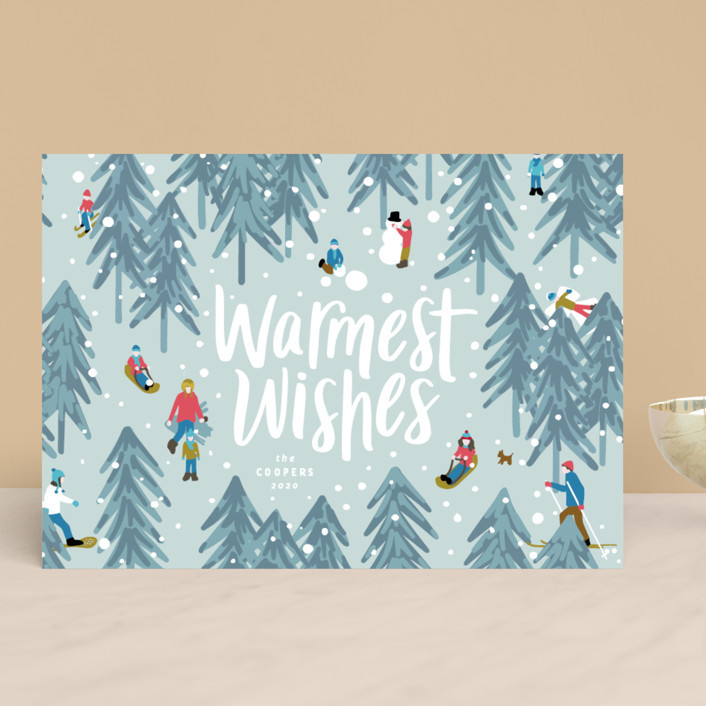 "Winter Fun" - Customizable Holiday Cards in Blue by Meggy Masters. | Minted