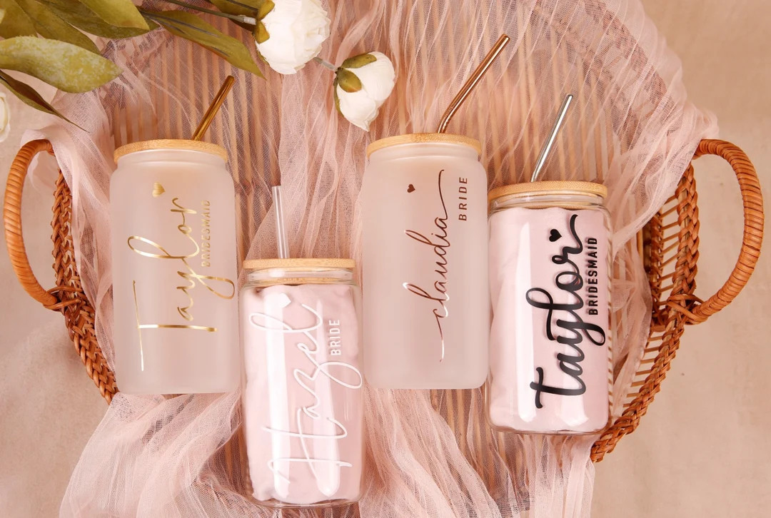 Bridesmaid Proposal, Future Mrs , Personalized Glass Tumbler, Frosted Glass Tumbler, Bamboo Lid C... | Etsy (US)