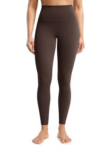 ENERBLOOM Workout Leggings for Women No Front Seam Yoga Pants Athletic High Waisted Soft Gym Tights Running 25" Brown XX-Large | Amazon (US)