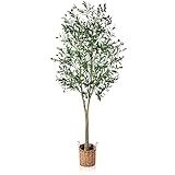 SOGUYI Artificial Olive Tree 6ft Tall Fake Plant, Faux Olive Tree Topiary Silk Trees with Handmade W | Amazon (US)
