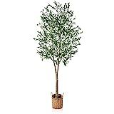 SOGUYI Artificial Olive Tree 6ft Tall Fake Plant, Faux Olive Tree Topiary Silk Trees with Handmade W | Amazon (US)