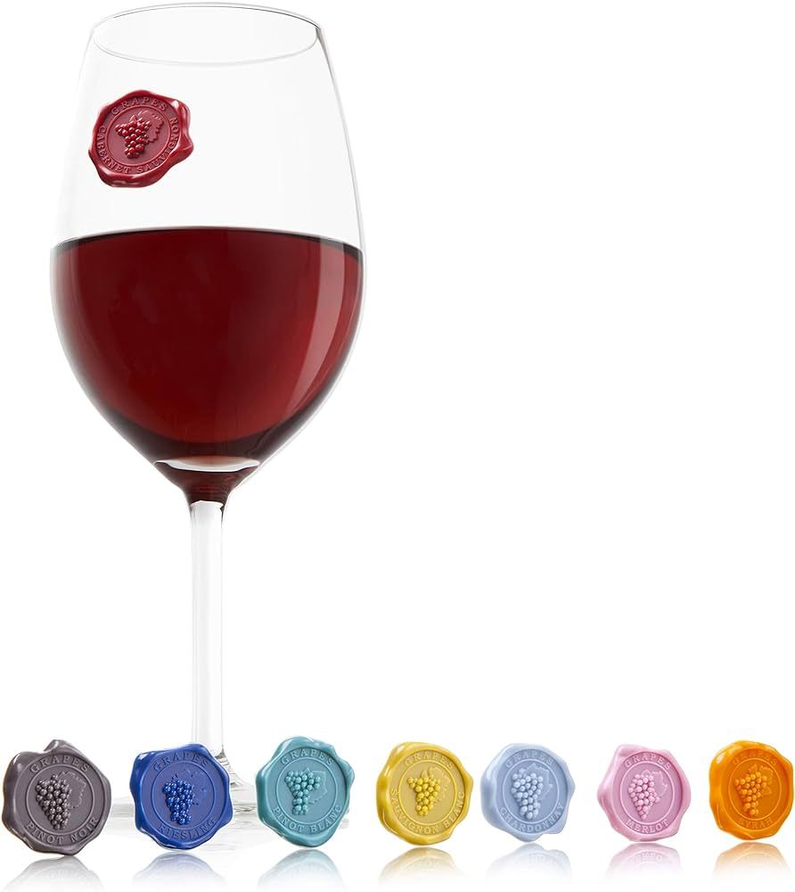 Vacu Vin Glass Markers - Set of 8 Colorful Characters for Wine Glass Decorations Kit and Wine Cha... | Amazon (US)