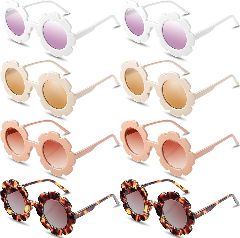8 Pieces Round Flower Sunglasses Sunflower Glasses Outdoor Beach UV Protection Baby Sunglasses Cute  | Amazon (US)
