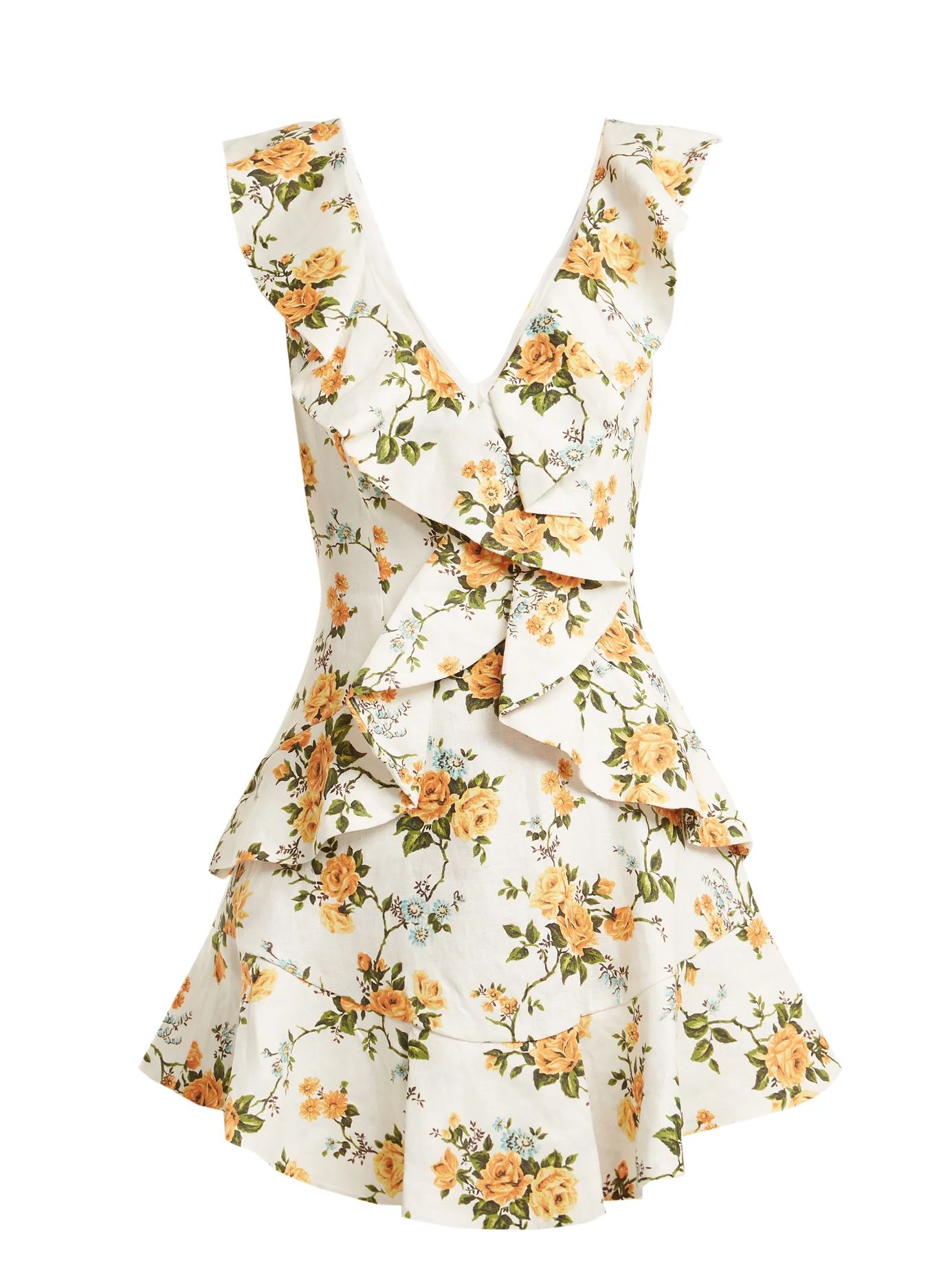 Golden Flutter floral-print linen dress | Matches (US)