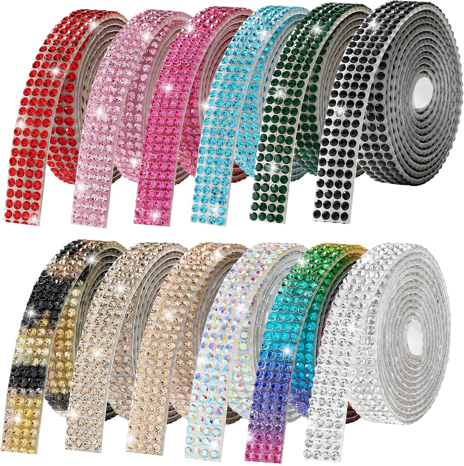 Bedazzling Strips, 12-Yard Rhinestone Strips for DIY Craft, Rhinestones for Crafting, 12-Rolls Rh... | Amazon (US)
