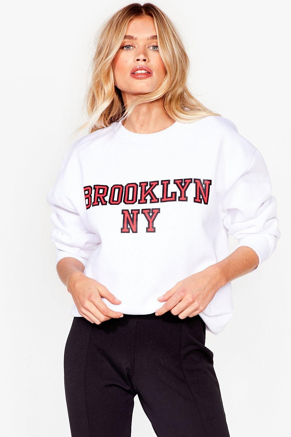 Womens It's All About Brooklyn Oversized Graphic Sweatshirt - White | NastyGal (US & CA)