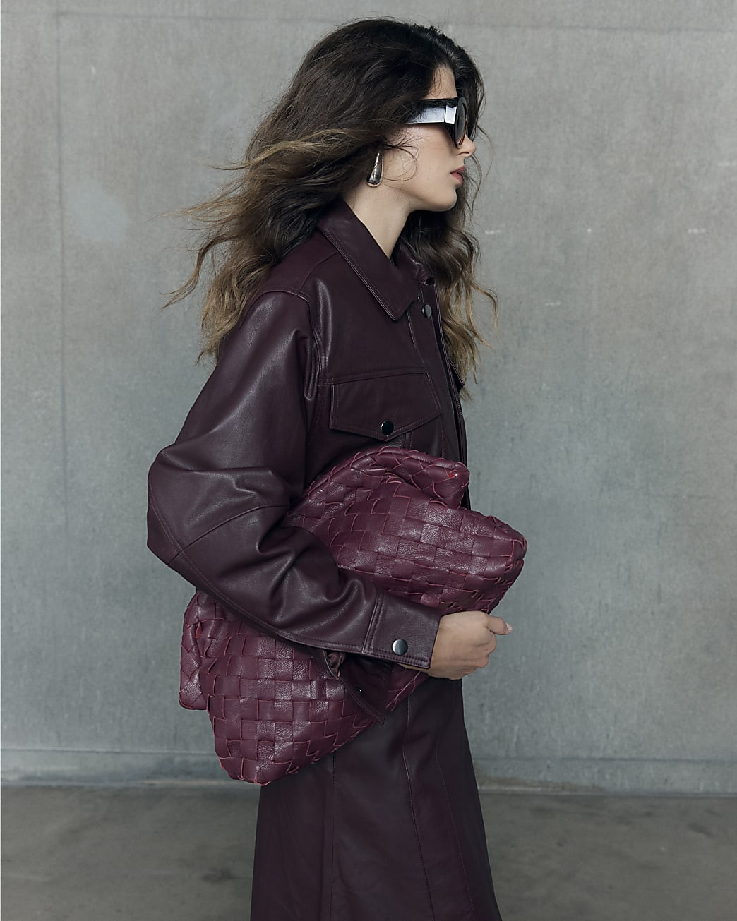 RI Studio Red Woven Leather Clutch Bag | River Island UK & IE