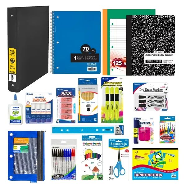BAZIC Elementary School Kit Supply Box 86 Count for Elementary Student 3-6 Grades, Composition Bo... | Walmart (US)