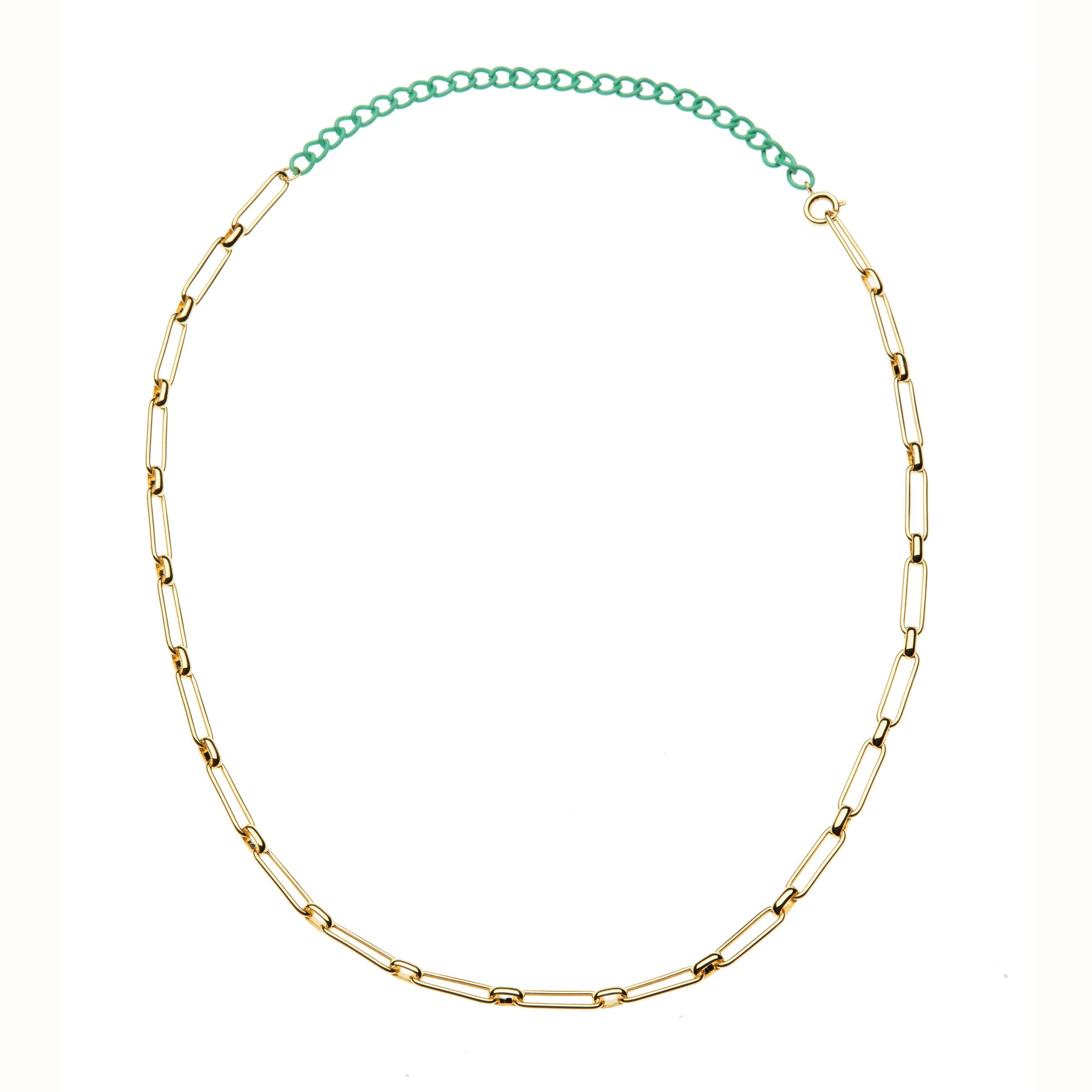 Gold and Enamel Mixed Chain Necklace | Jane Win