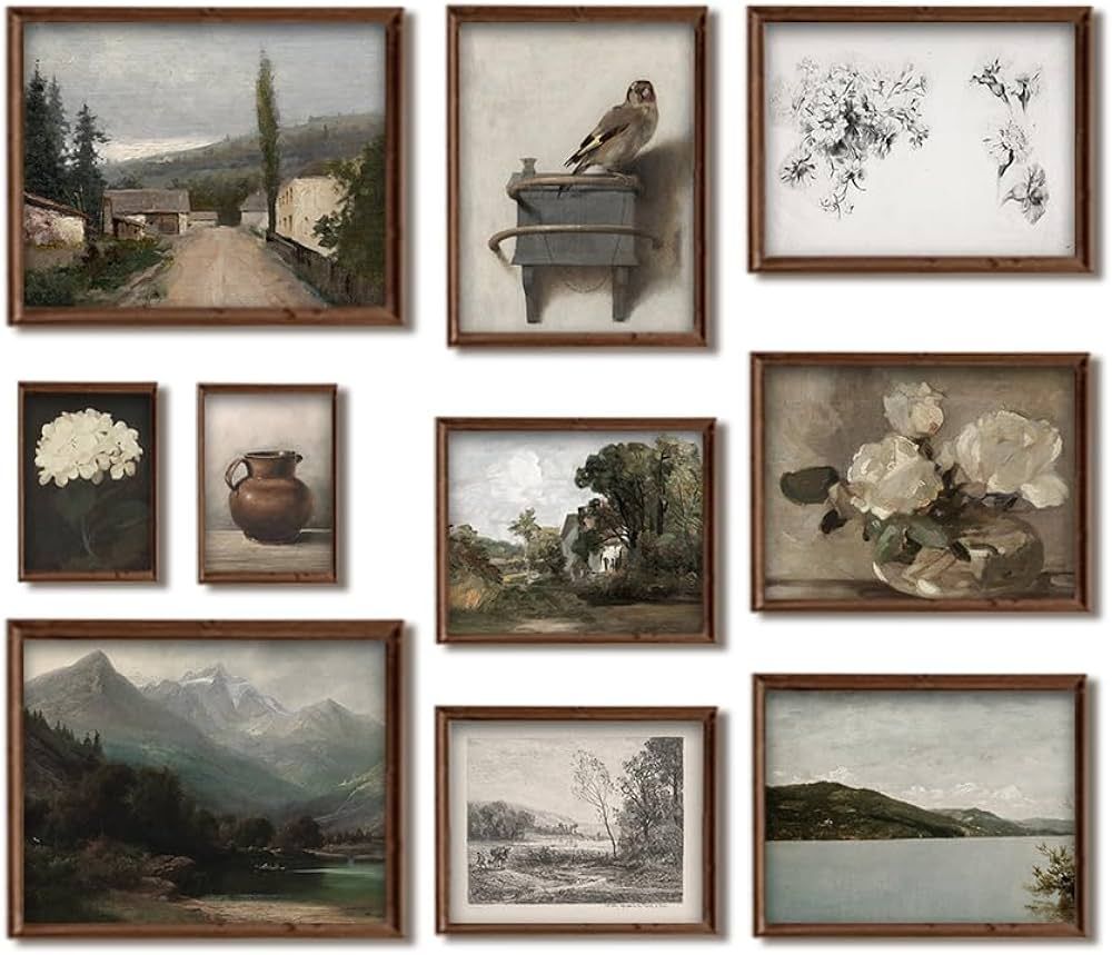 Canssape Vintage Botanical Wall Art Set of 10 French Country Wall Decor Vntage Floral Wall Art Be... | Amazon (US)
