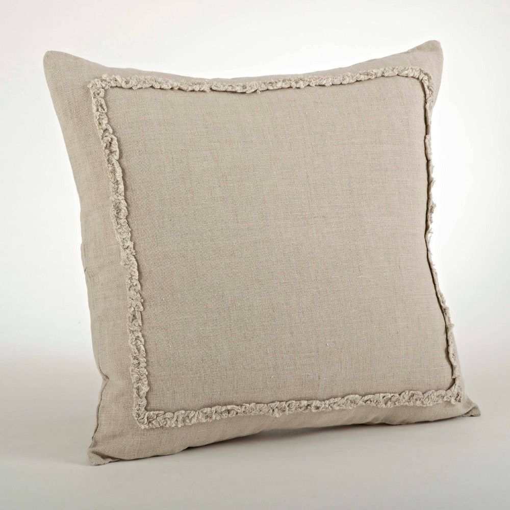 20""x20"" Oversize Ruffled Design Square Throw Pillow Natural - Saro Lifestyle | Target