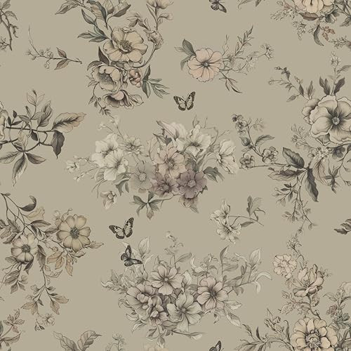 Theper Vintage Floral Wall Paper Peel and Stick Wallpaper Boho 17.3"×393" Flower Removable Self Adhesive Wallpaper for Bedroom Mural Floral Contact Paper for Cabinets Shelf Vinyl Roll | Amazon (US)