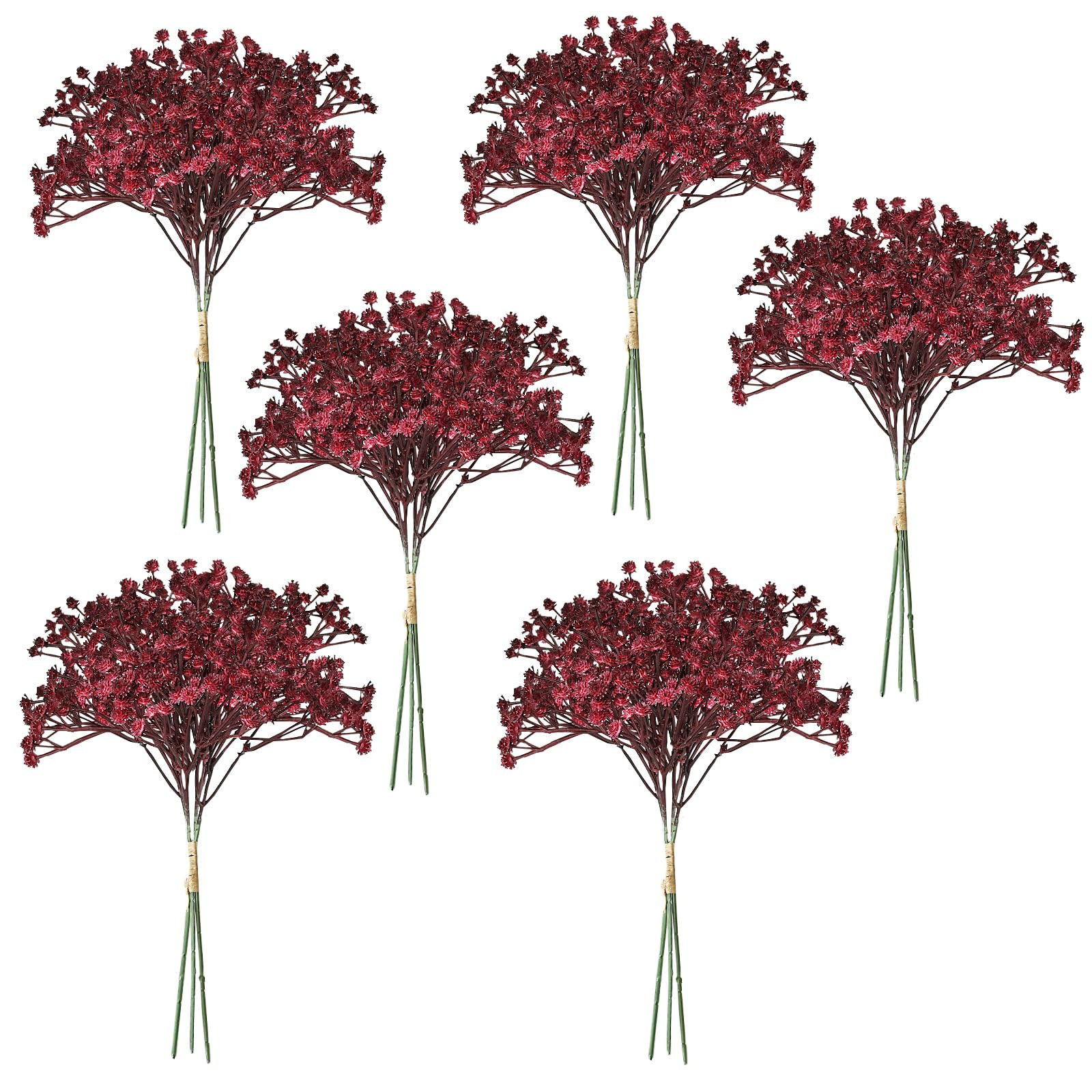 Babys Breath Artificial Flowers Bulk 18pcs Maroon/Burgundy Fake Gypsophila Real Touch Flowers for... | Amazon (US)