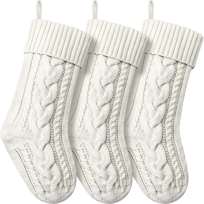 Christmas Stockings Knitted Xmas Stockings Double-Sided 18 Inches Fireplace Stockings for Family ... | Amazon (US)