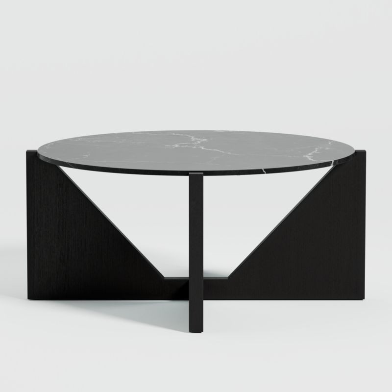 Miro Black Marble Coffee Table with Black Wood Base | Crate & Barrel | Crate & Barrel