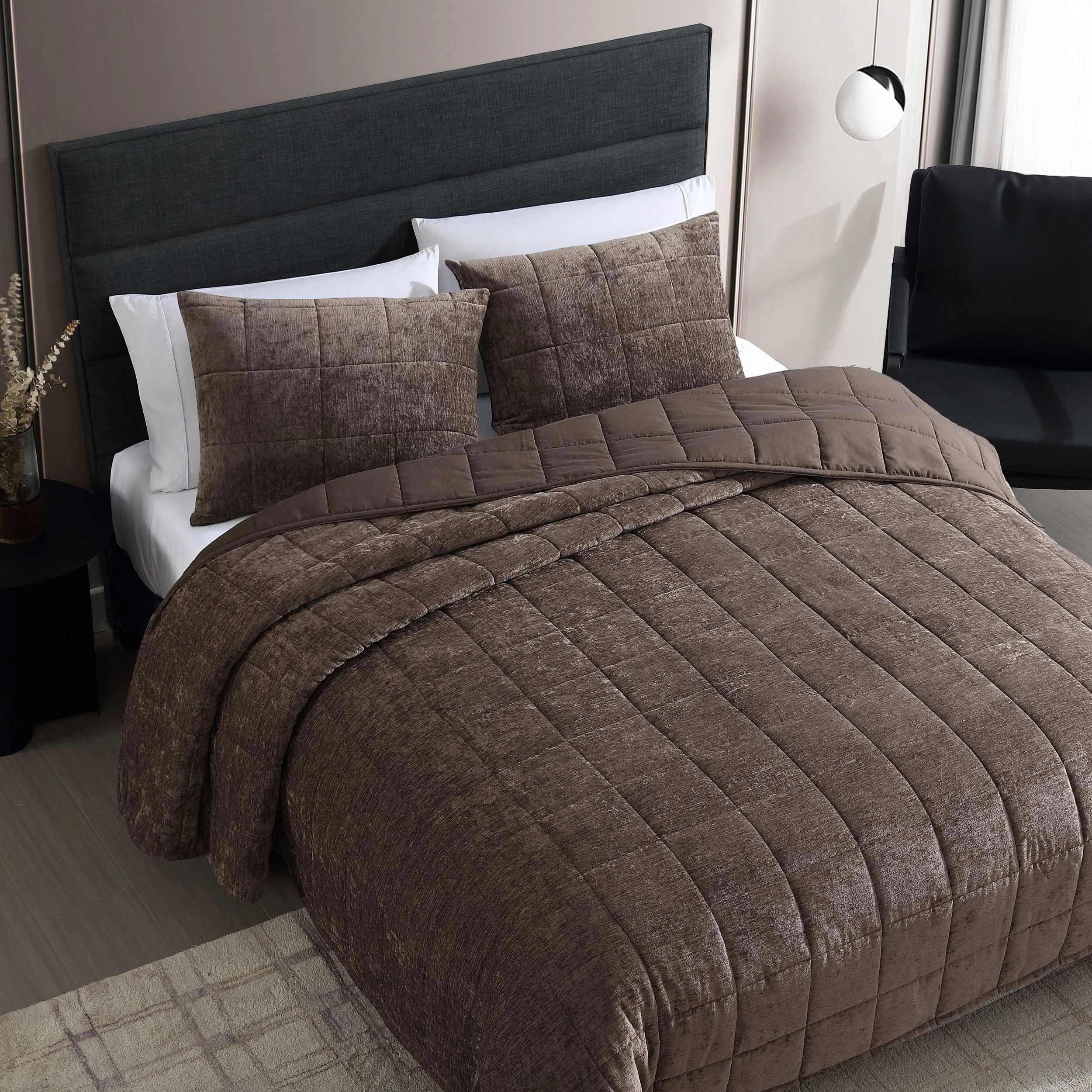 Vera Wang Chenille Box Solid Reversible Quilt Set | Wayfair North America